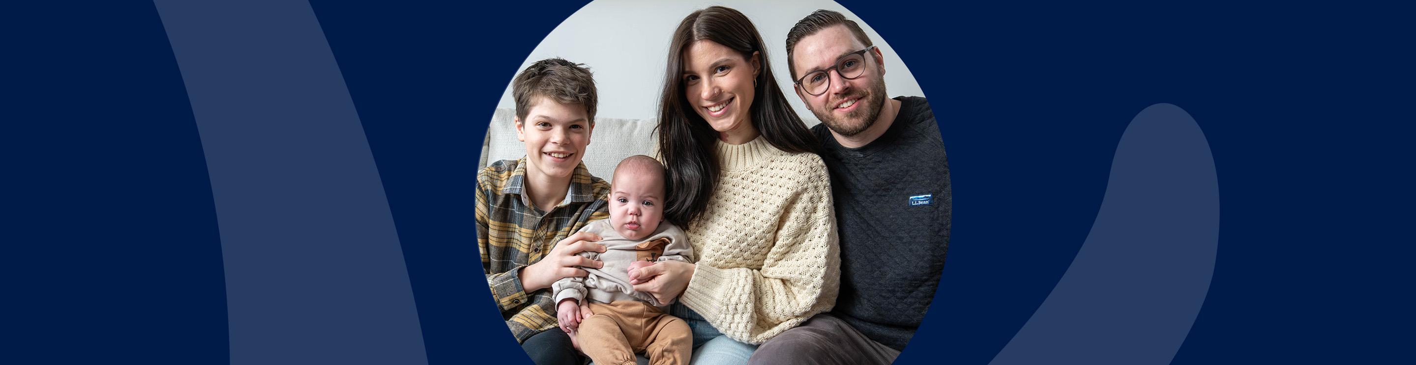 Jesse, IWK patient, with his brother and parents.